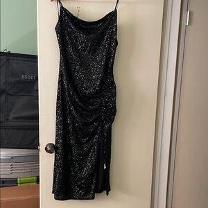 Forever 21 Black Sequin Asymmetrical Dress